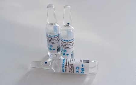 Ампулы Налтрексон стоят на столе